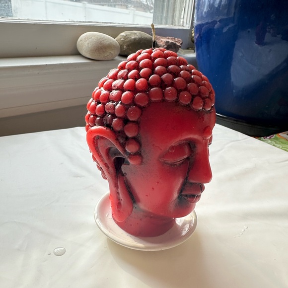 Red Buddha Head Candle - Picture 2 of 8